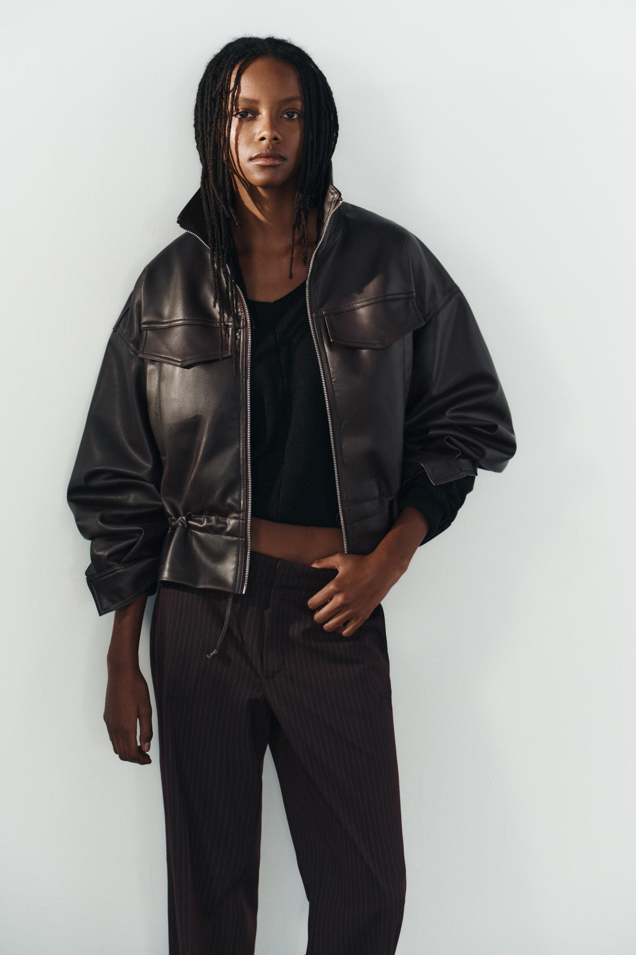 ADJUSTABLE WAIST FAUX LEATHER JACKET | Zara US