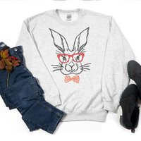 Easter Crewneck Sweatshirt Dapper Rabbit Tshirts Cute Shirt Shirts For Women, Pajamas Tshirt, Bunny T-Shirt | Etsy (US)