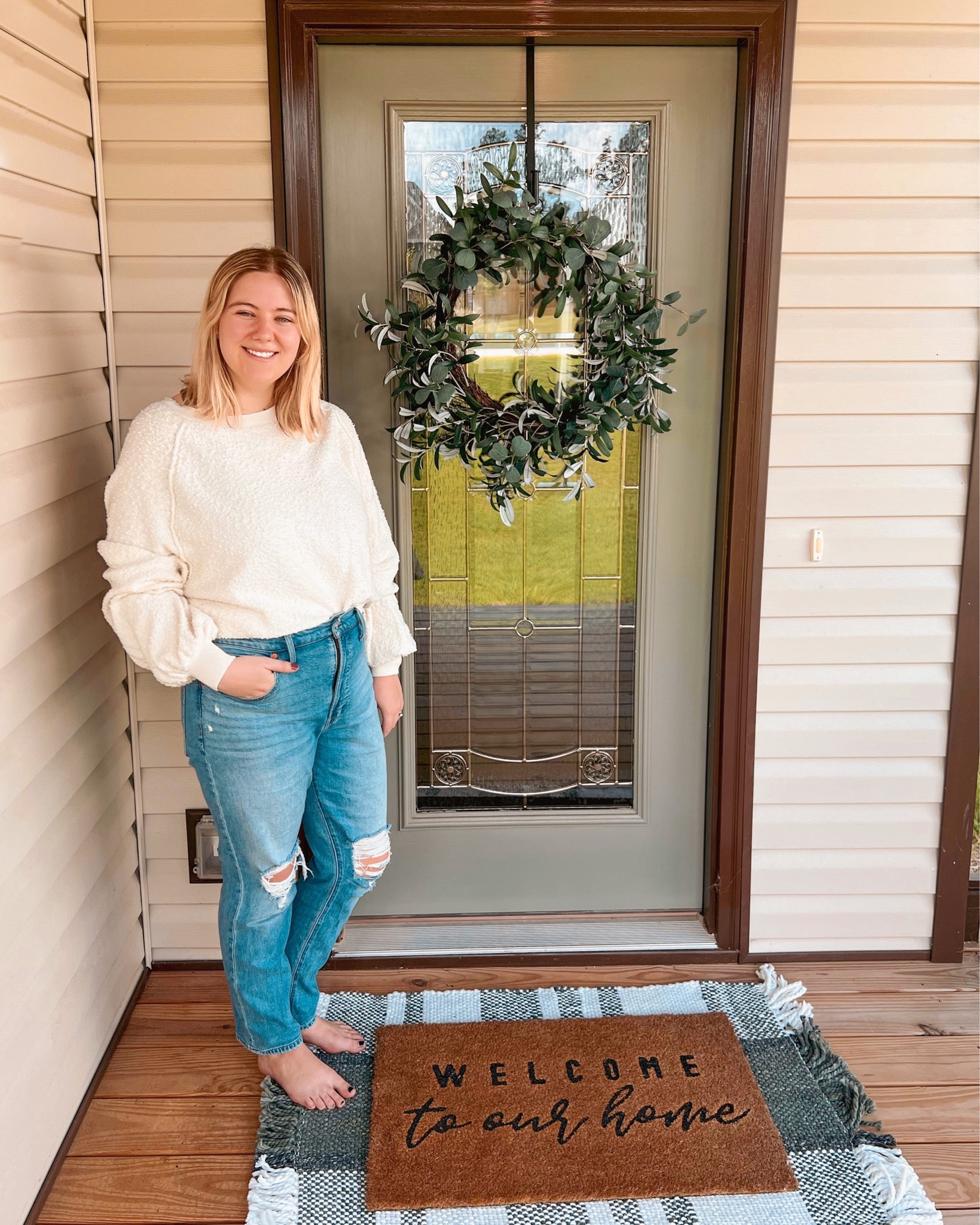First day of fall outfit and fall front porch decor 

#LTKhome #LTKSeasonal #LTKunder100