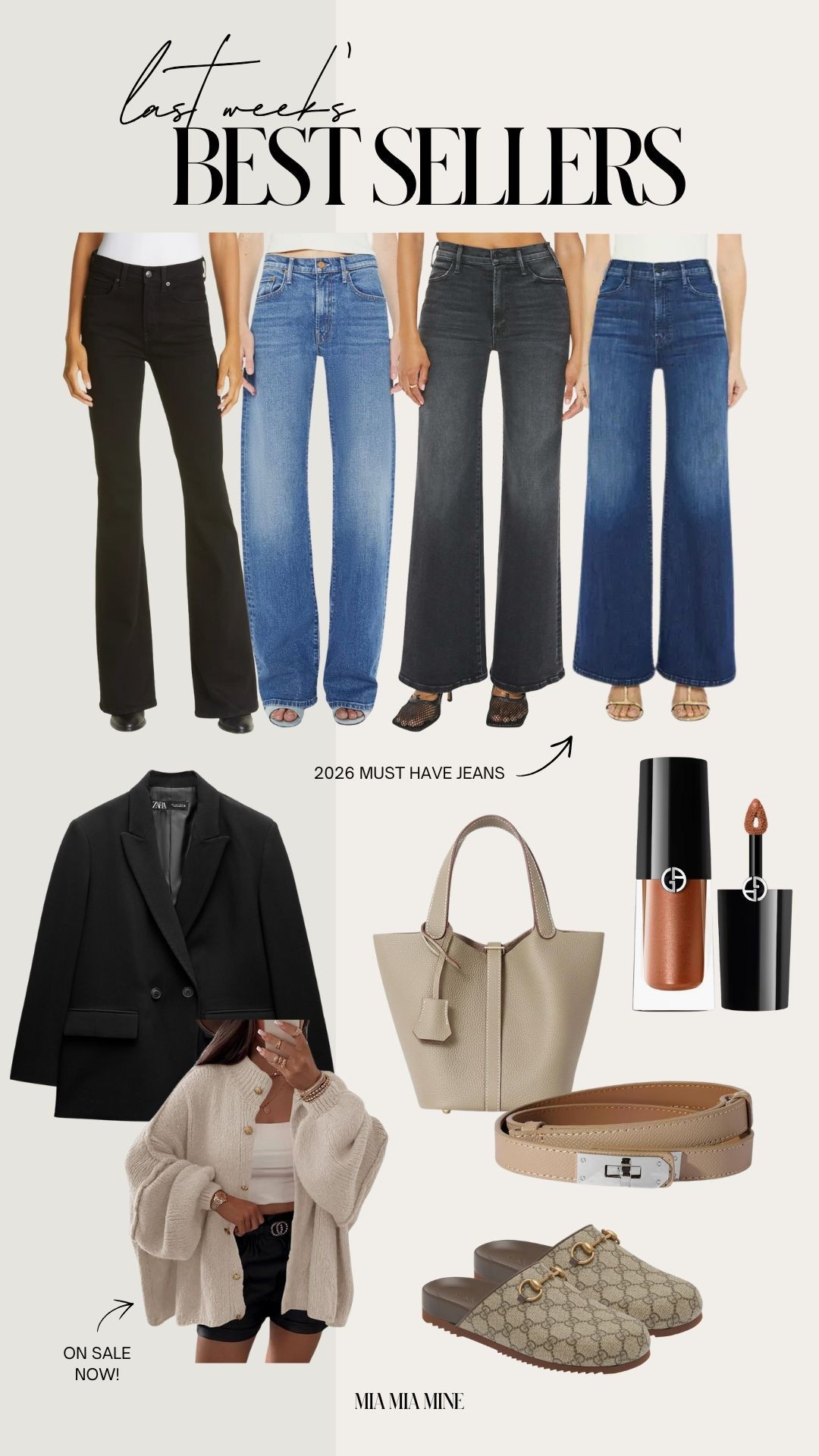 This week’s best sellers - spring outfit ideas, the best denim and Amazon finds!
 Amazon Hermes tote
Veronica beard jeans run TTS
Amazon cardigan under $50
Amazon belt under $20
Mother black denim runs TTS
Mother jeans runs TTS
Zara black blazer under $100
Armani eyeshadows in Cashew & Burnt Sienna

#LTKPetite #LTKSeasonal #LTKOver40