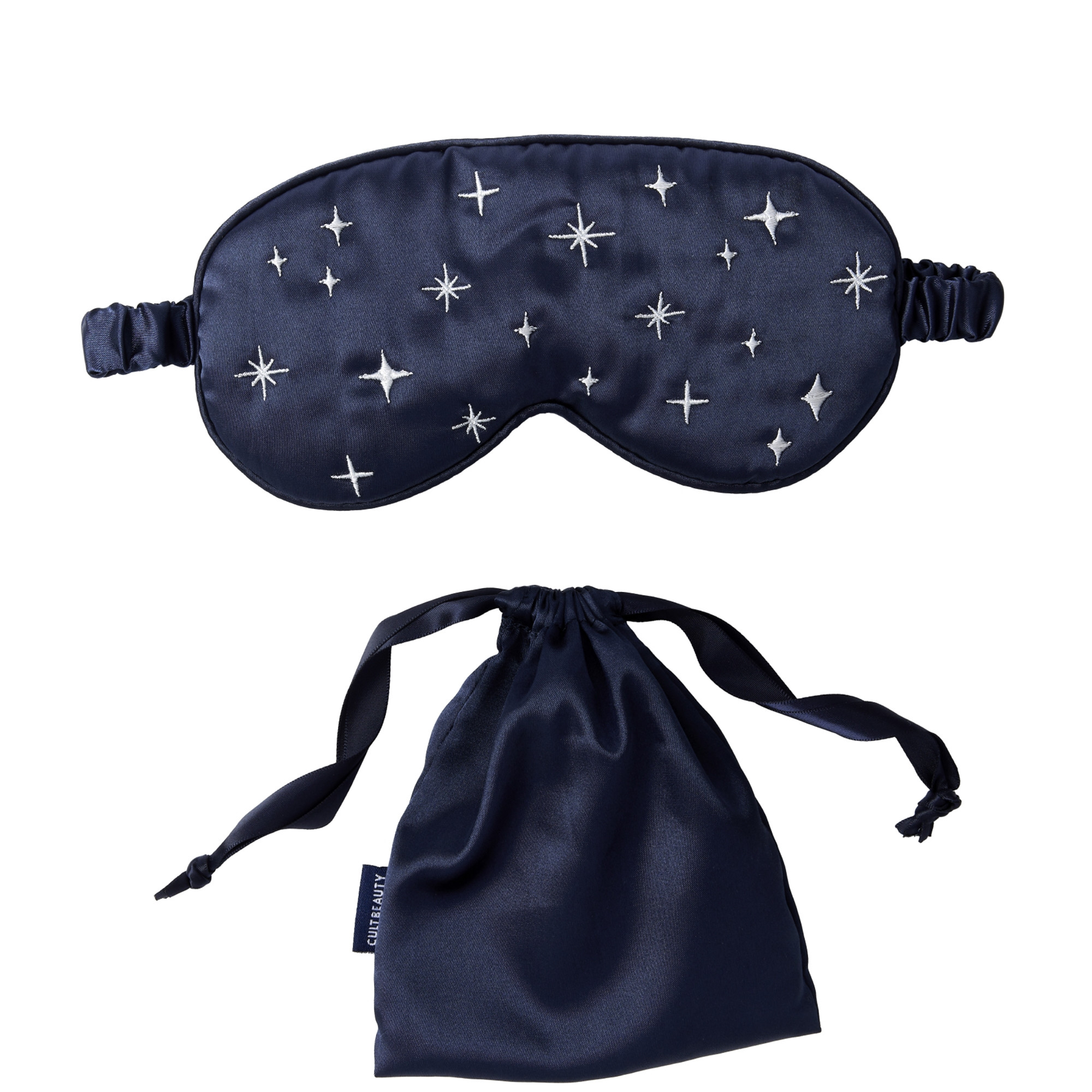 Cult Beauty Navy Satin Sleep Mask (in Drawstring Bag) | Cult Beauty