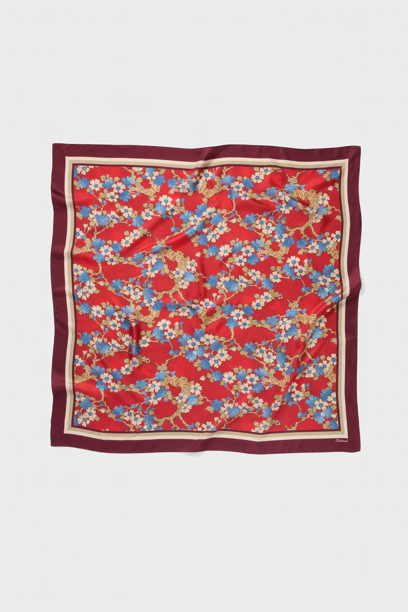 Scarlet Sakura Medium Silk Scarf | Tuckernuck (US)