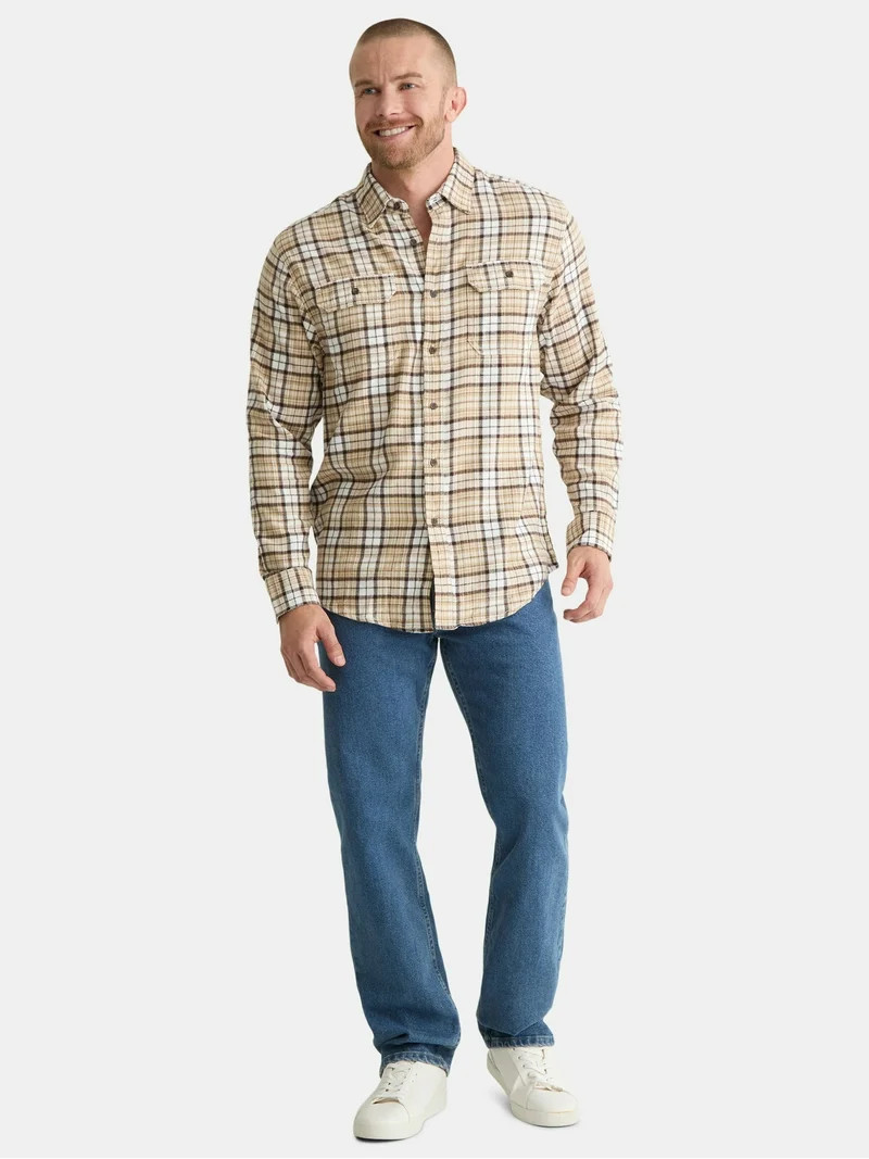 George Men's Flannel Shirt with Long Sleeves, Sizes XS-3XLT | Walmart (US)