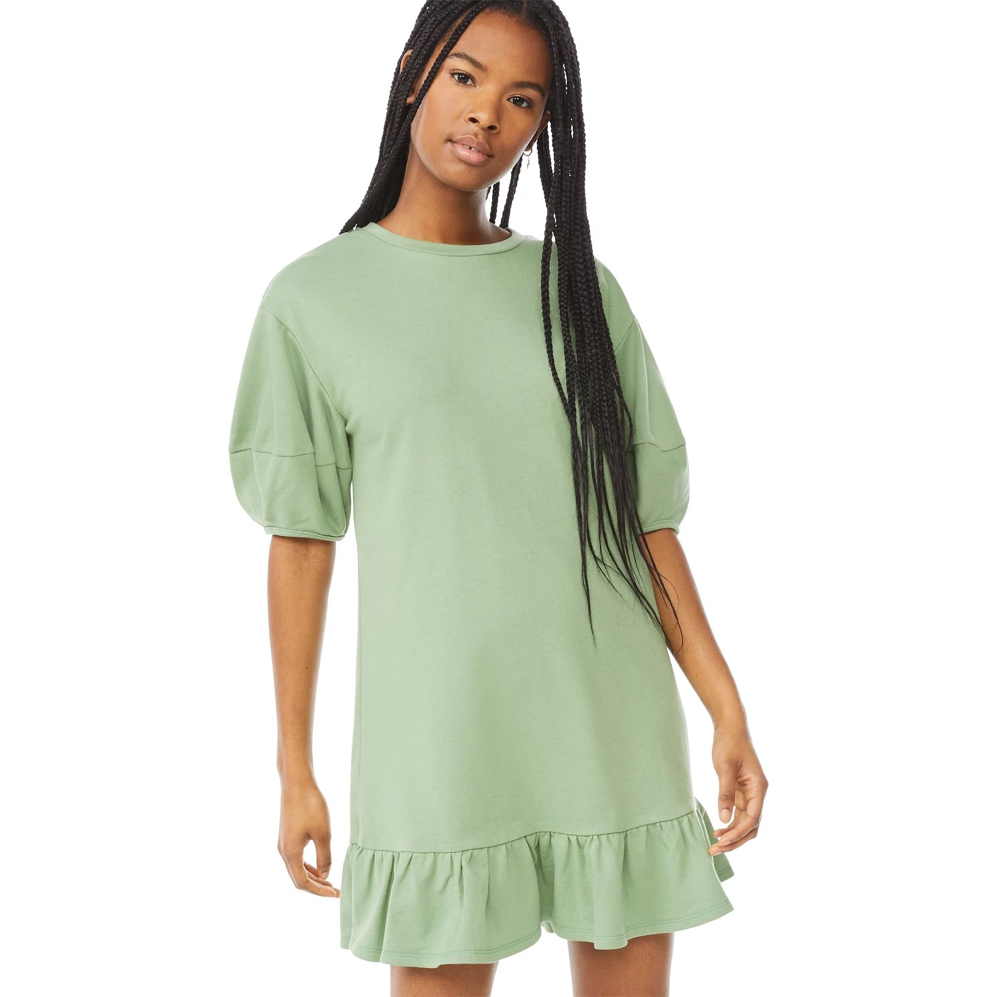 Scoop Women's Sweatshirt Dress with Ruffle Hem | Walmart (US)