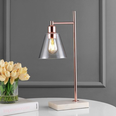 JONATHAN Y Lorena 22.25" Modern Glam Metal/Marble LED Table Lamp, Copper | Target