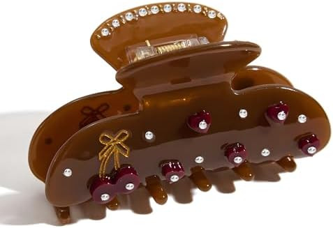 Acrylic Hair Claw for Women and Girls with Rhinestone Heart Design, Large Hair Clip, Strong Hold ... | Amazon (US)