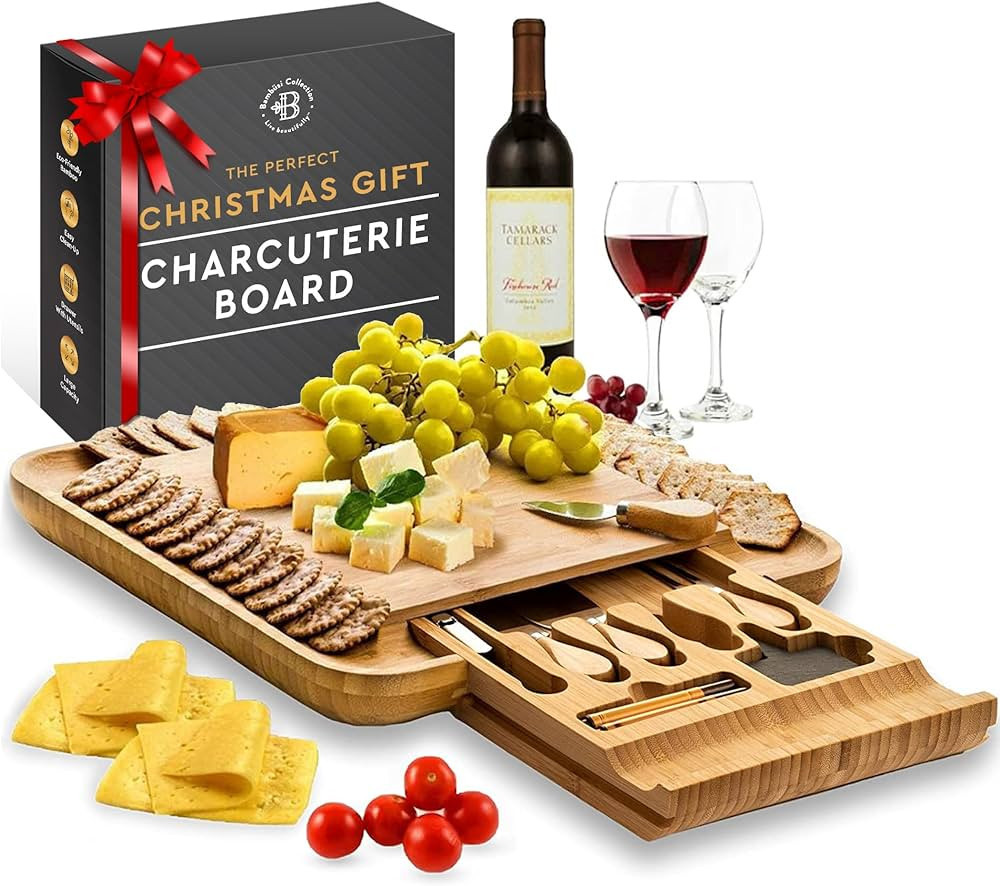 Charcuterie Boards Gift Set - Elegant Gifts for Women - Bambüsi Cheese Board Set with Serving Ut... | Amazon (US)