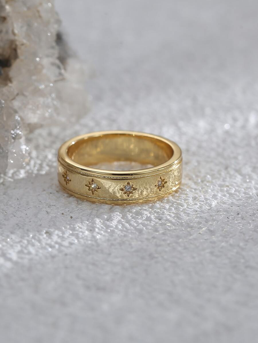 1pc Cubic Zirconia Decor Ring Copper Jewelry | SHEIN