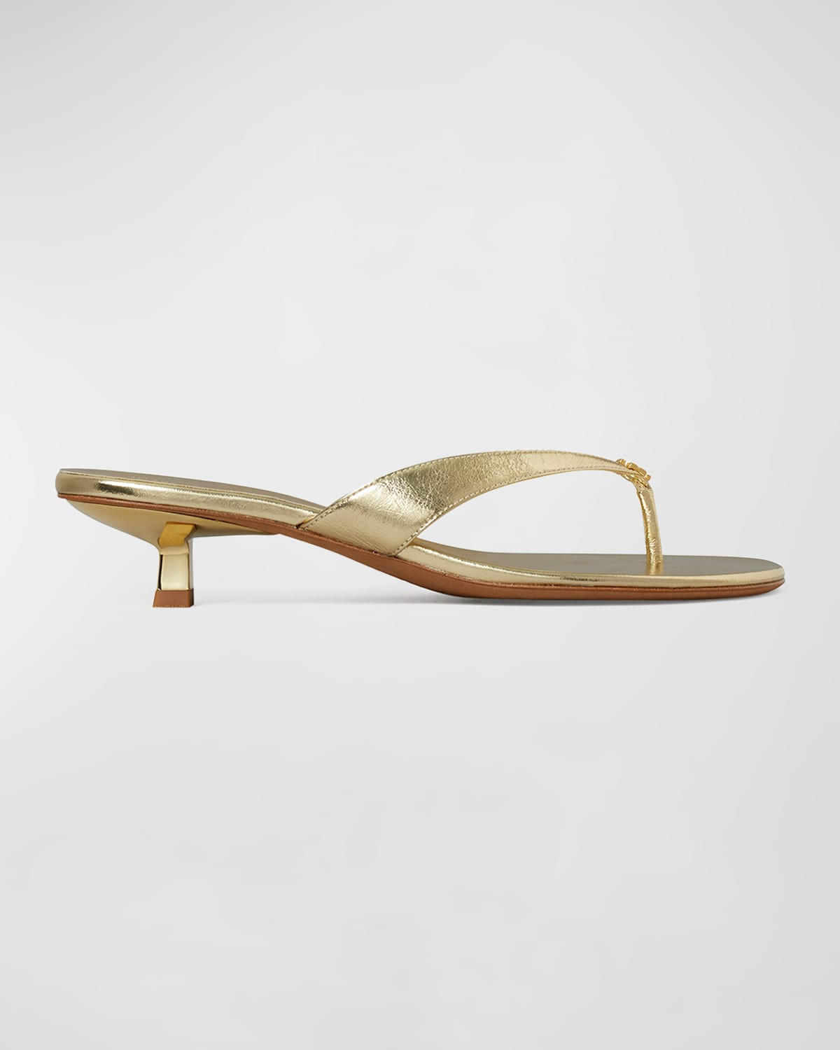 Capri Metallic Kitten-Heel Thong Sandals | Neiman Marcus