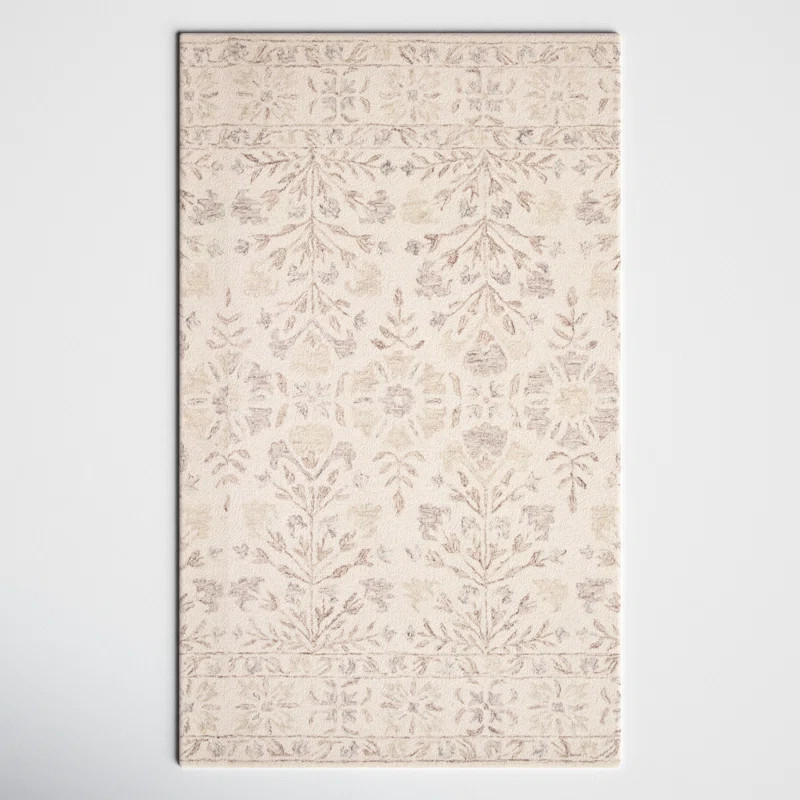 Aden Floral Handmade Hooked Wool Ivory/ Brown/Grey Area Rug | Wayfair North America