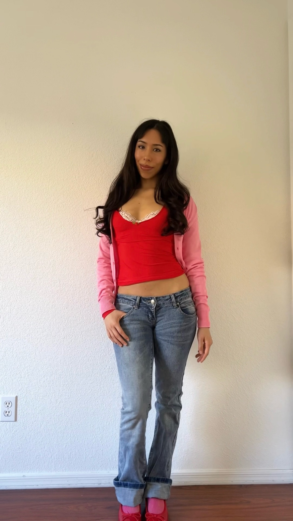 Valentine’s Day outfits: top I made, jeans small business “American Brat"