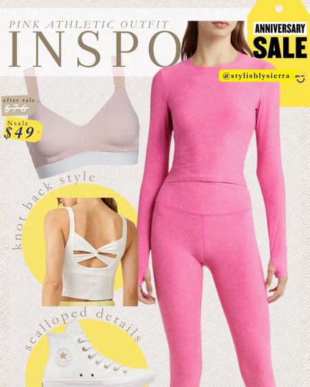 Nordstrom anniversary sale outfit inspiration featuring a Barbie pink gym fit. 

LOW STOCK ALERT: The sneakers are selling out fast! 

#LTKxNSale #LTKshoecrush #LTKFitness