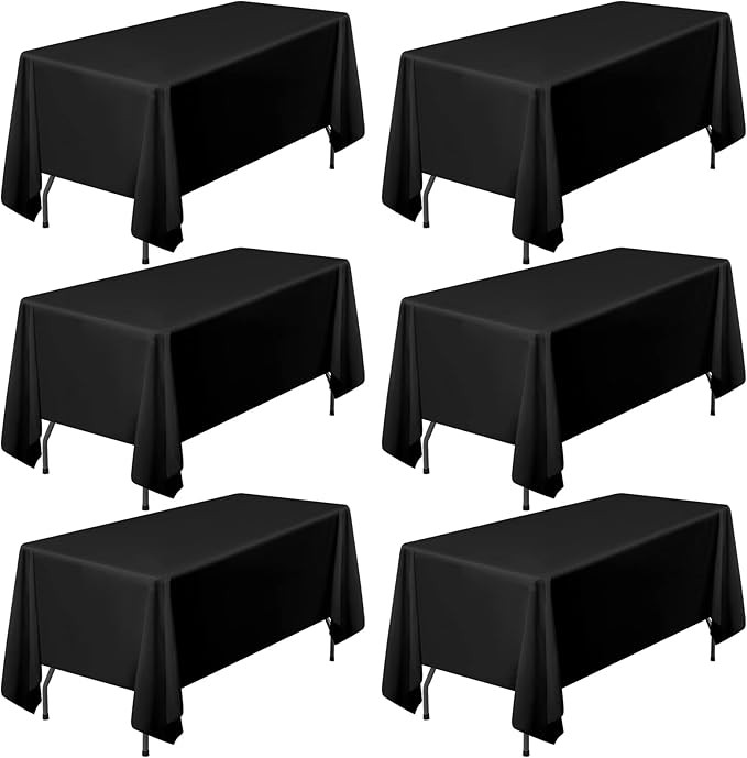 Pesonlook 6Pack 60 x 102 Inch Tablecloth, Black Polyester Tablecloths for 6ft Rectangle Tables Po... | Amazon (US)