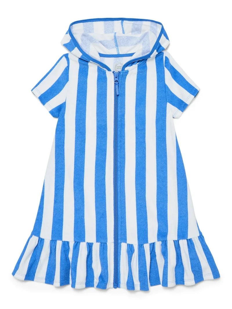 Wonder Nation Girls Terry Towel Swimsuit Coverup Dress with UPF 50+, Sizes 4-18 & Plus | Walmart (US)