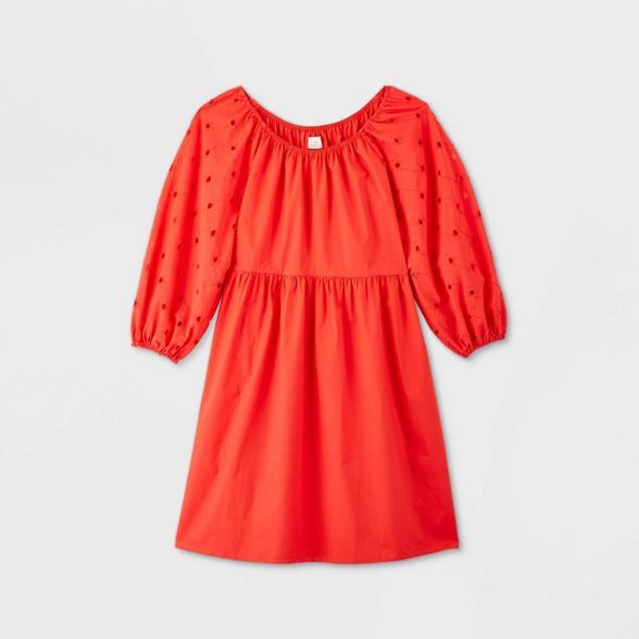 Women's 3/4 Sleeve Eyelet Babydoll Dress - A New Day™ | Target
