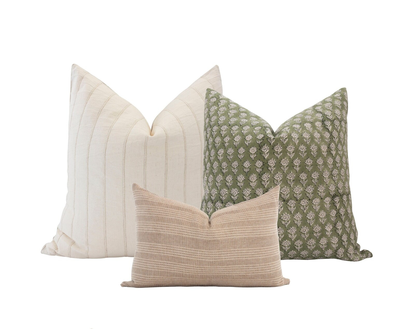 Neutral Pillow Cover Combo Pillow Cover Set Block Print Pillow Cover Stripe Pillow Cover Set Cush... | Etsy (US)