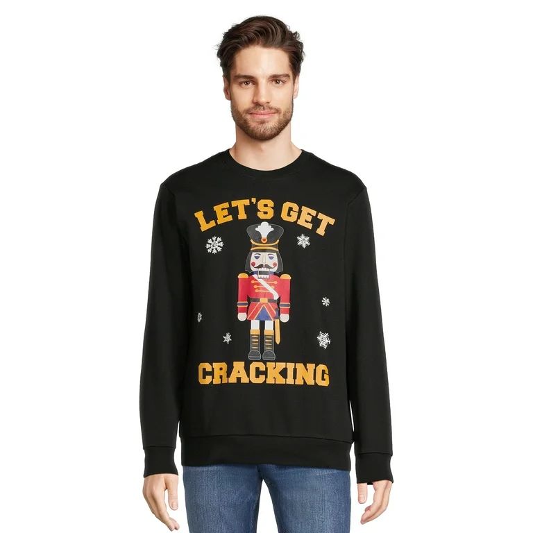 Holiday Time Men's Get Cracking Crewneck Fleece Sweatshirt, Sizes S-3XL | Walmart (US)