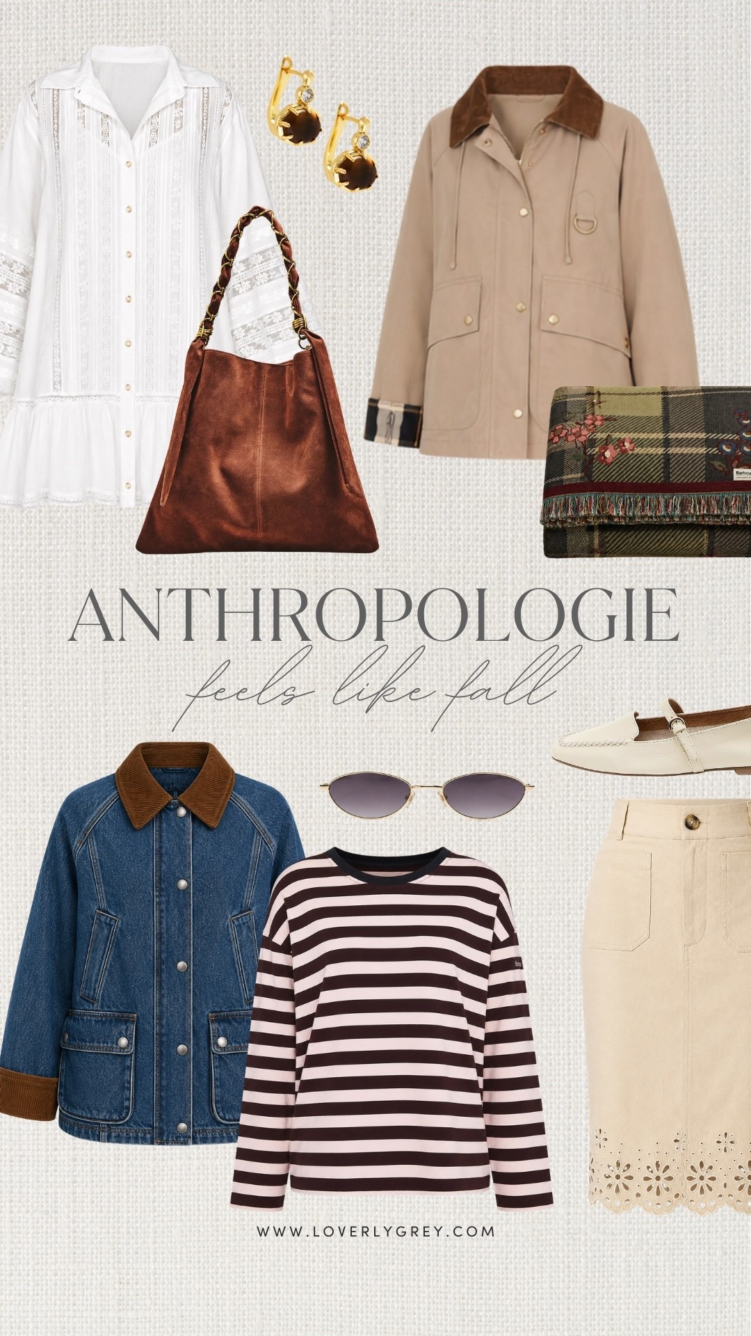 These Anthropologie fall fashion finds are such a good mix of feminine and casual. The suede bag, denim jacket, striped top, neutral skirt and layered outerwear make it easy to build transitional fall outfits for workdays, weekends and everything in between.

#LTKgrwm #LTKSeasonal
