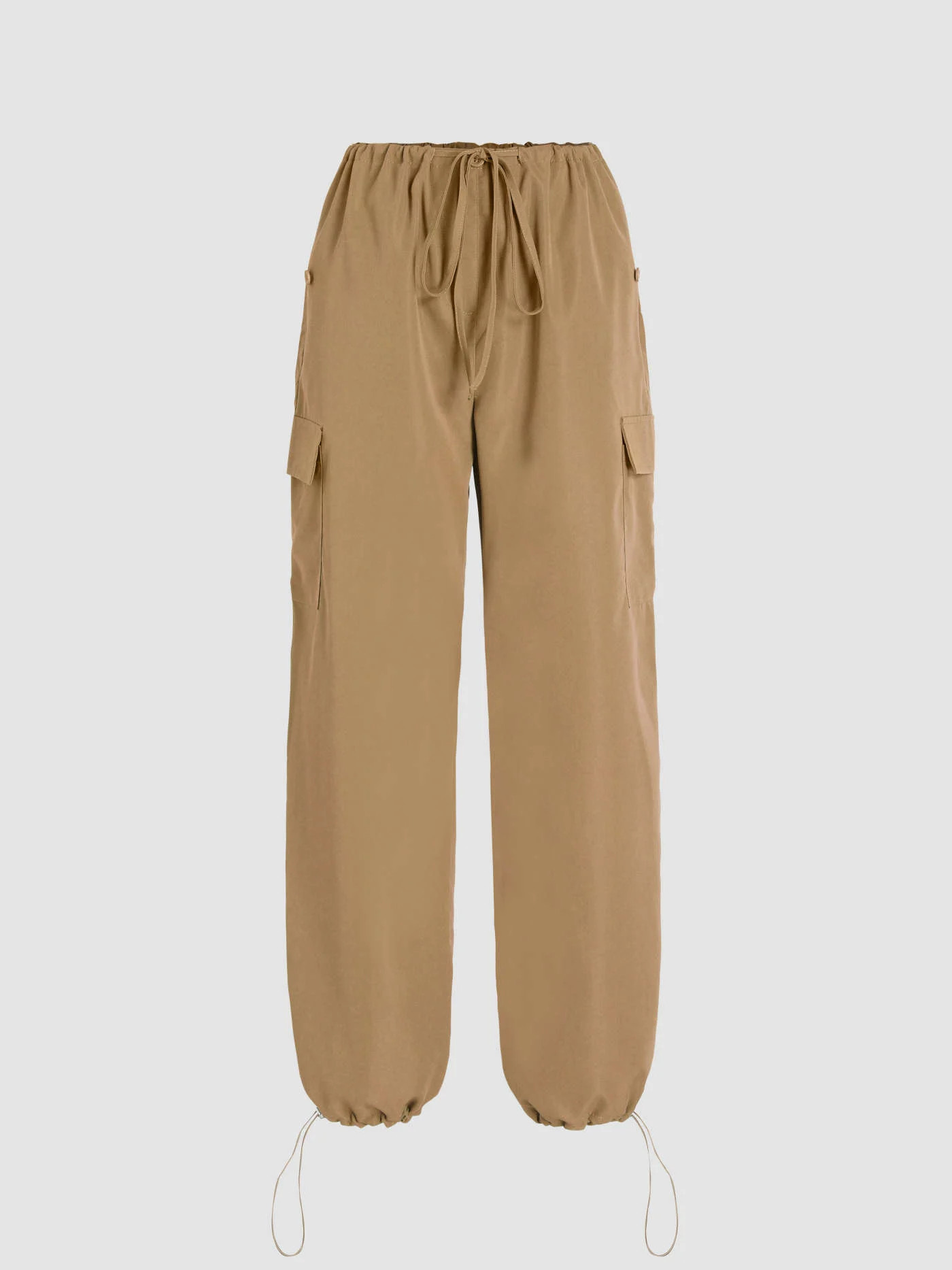 Slim Version Solid Low-Rise Parachute Cargo Pants | Cider