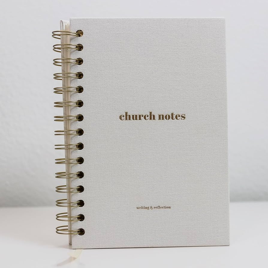 Church Notes Journal - Organize Sermon Notes - White Linen Spiral Bound Notebook - Guided Journal... | Amazon (US)