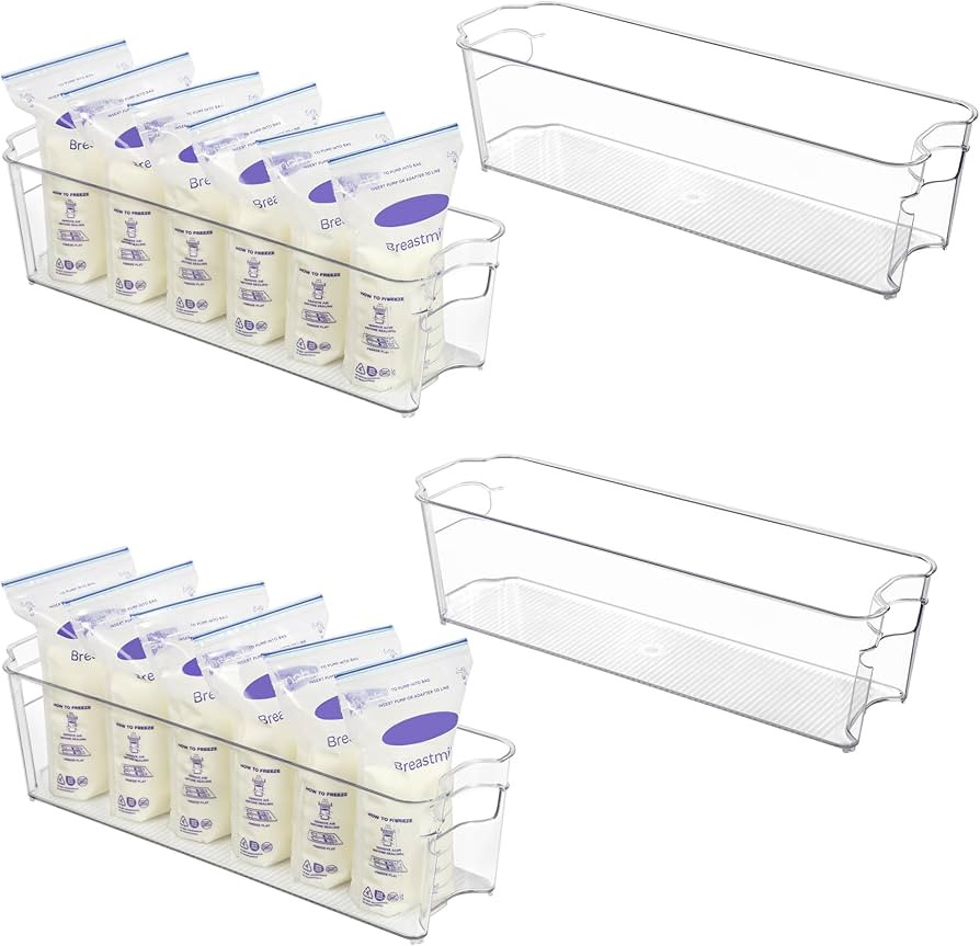 Vtopmart Breastmilk Storage Container 4PCS Set, Clear Freezer and Fridge Organizer Bins, Plastic ... | Amazon (US)