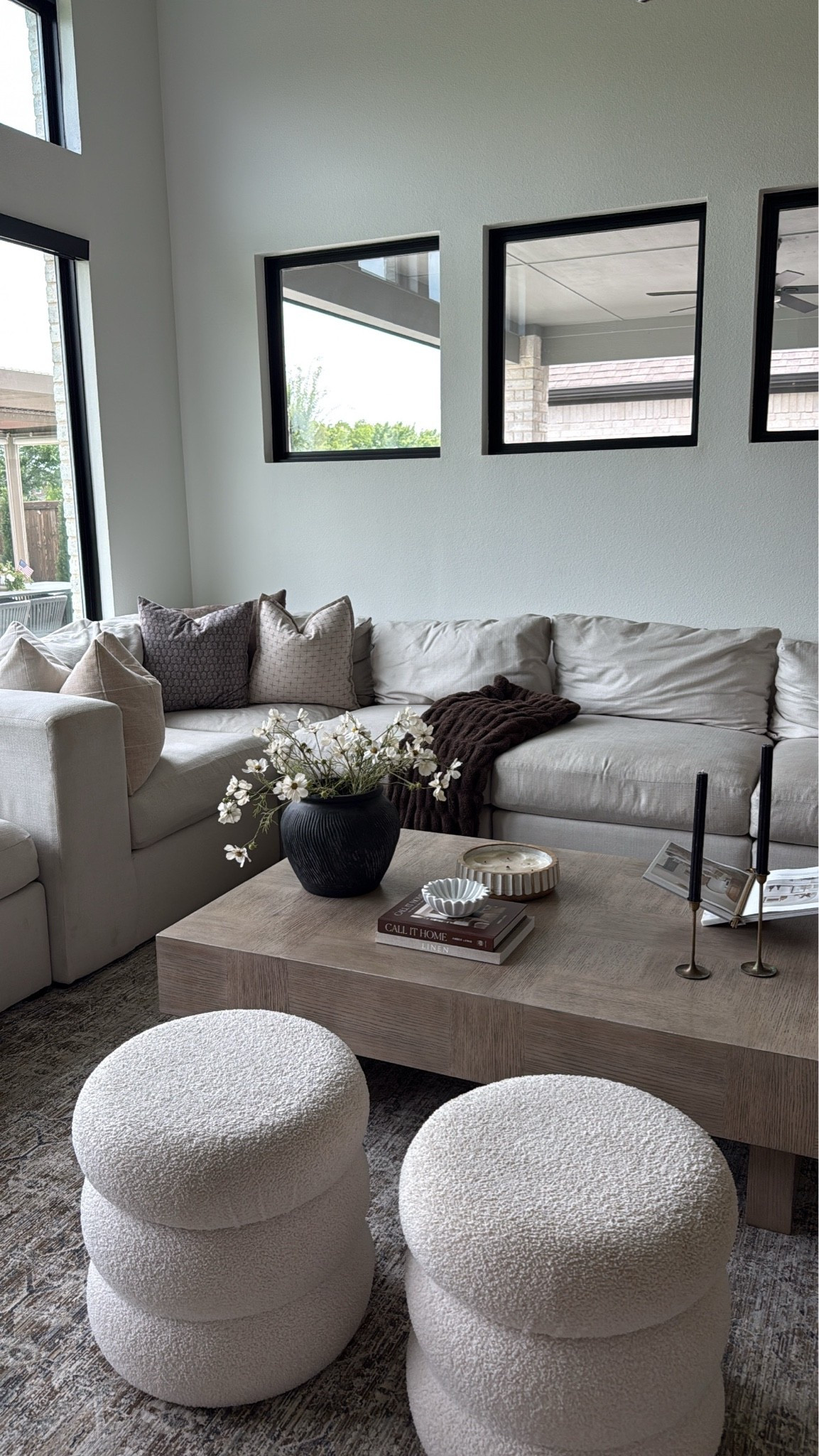 Organic modern, cozy living room, neutral modern living room