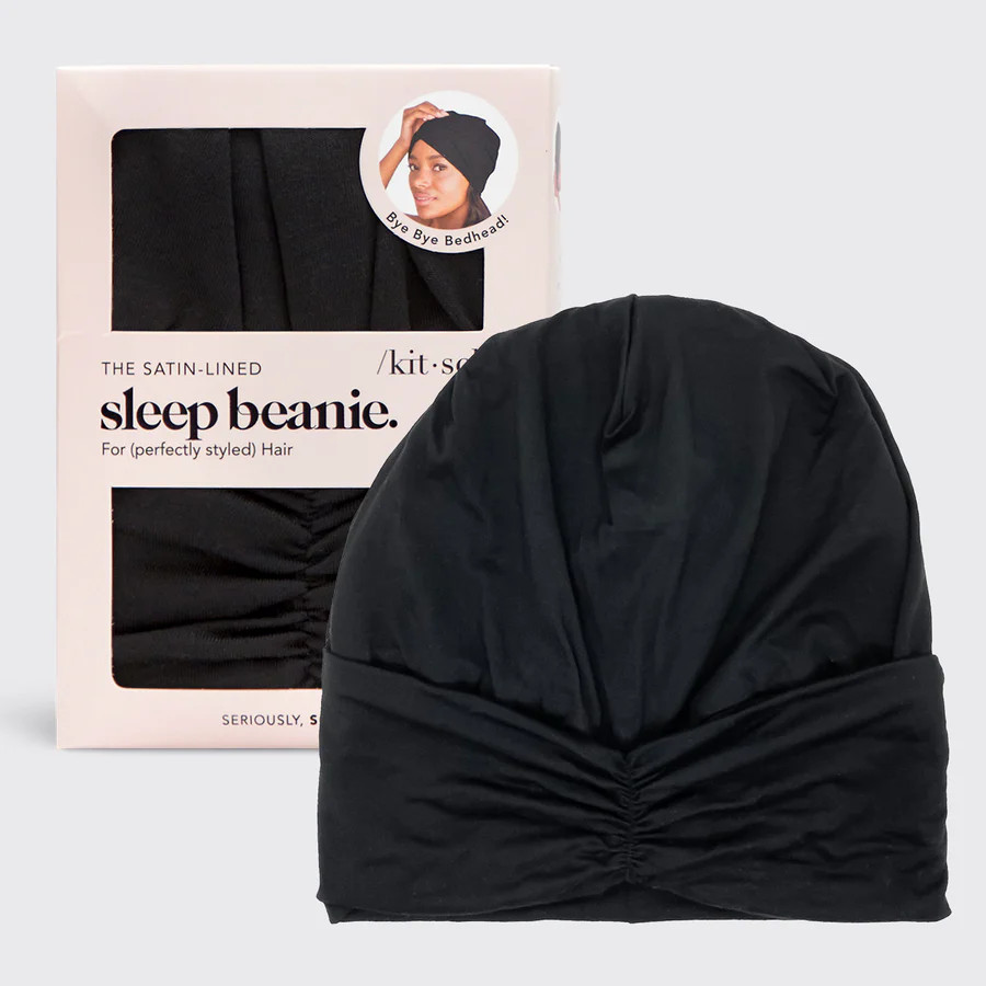 Black Satin-lined Sleep Beanie | Kitsch