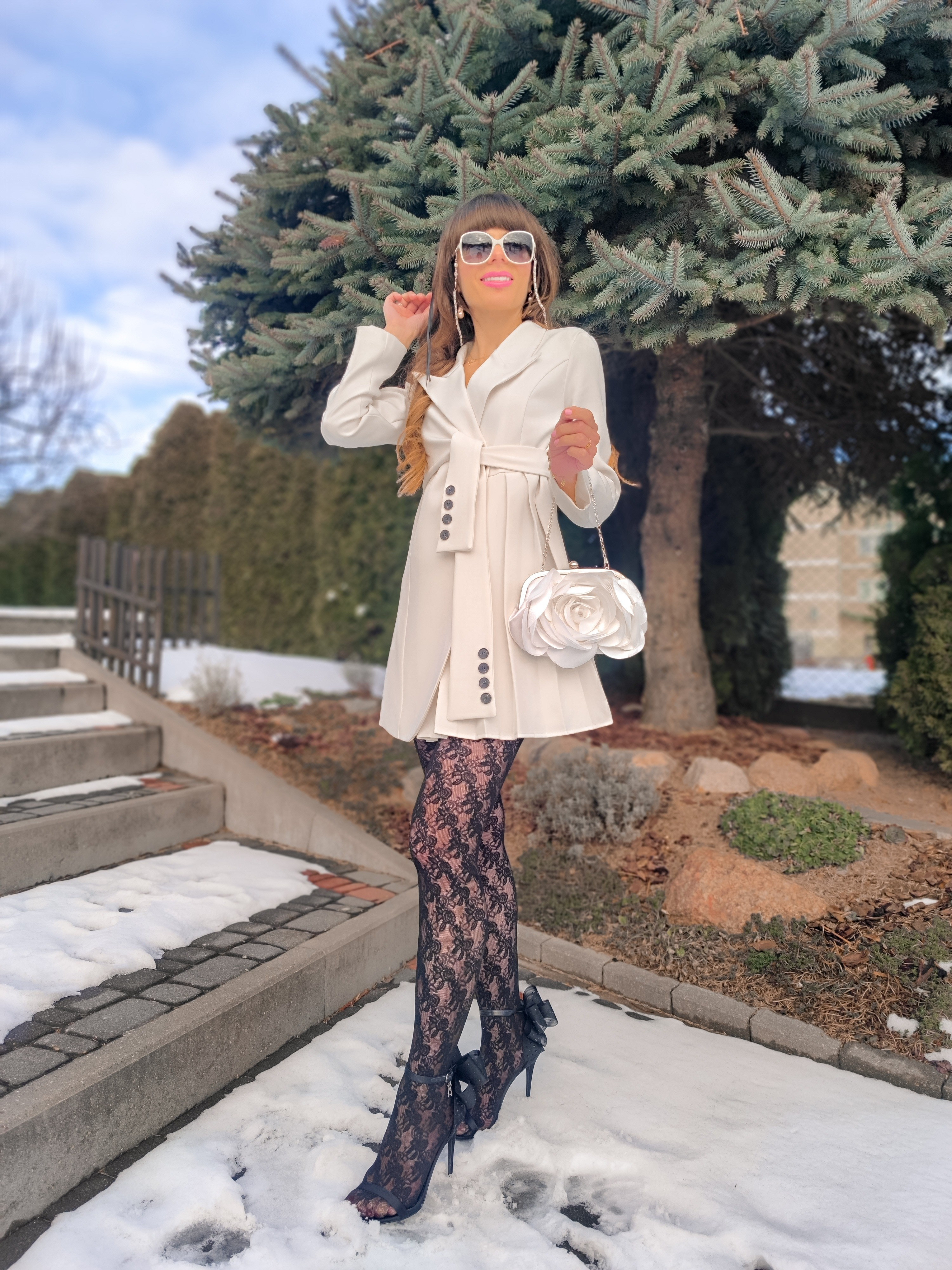 Blazer dress outfit idea 🤍🖤Tights: @thetightspot 👉 code VIOLA for 10% off Tie waist pleated pad shoulder blazer dress3D rose petal satin clutchBlack lace tightsHigh heel sandals blackChanel sunglasses Pearl jewelry Chicwish dressThe Tight Spot RightsElegant outfitsBusiness chicFrench chic

#LTKStyleTip #LTKMostLoved #LTKWorkwear