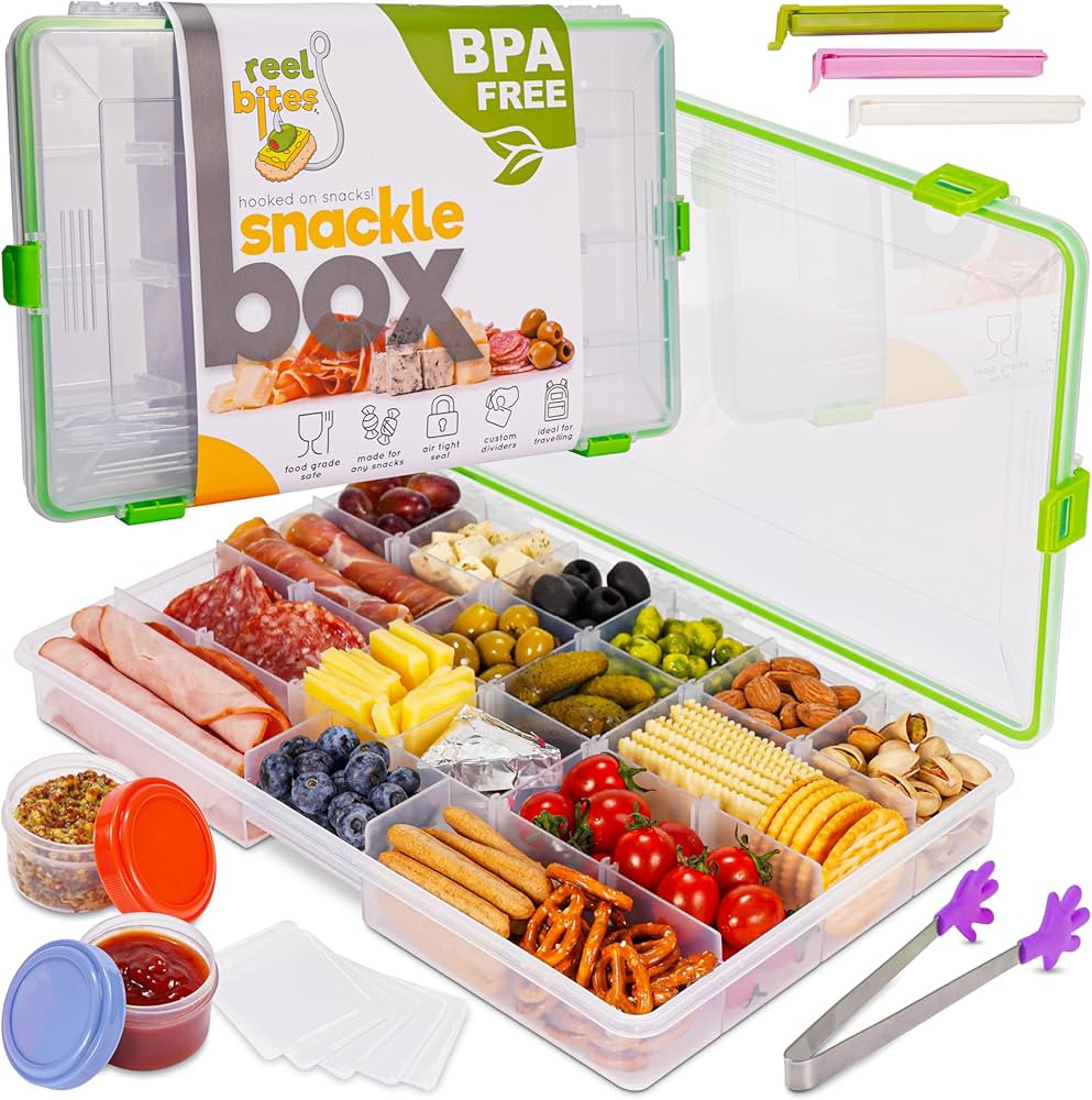 Reel Bites Snackle Box Container for Travel Snack Container - Snackel Box Snack Box Container Sna... | Amazon (US)