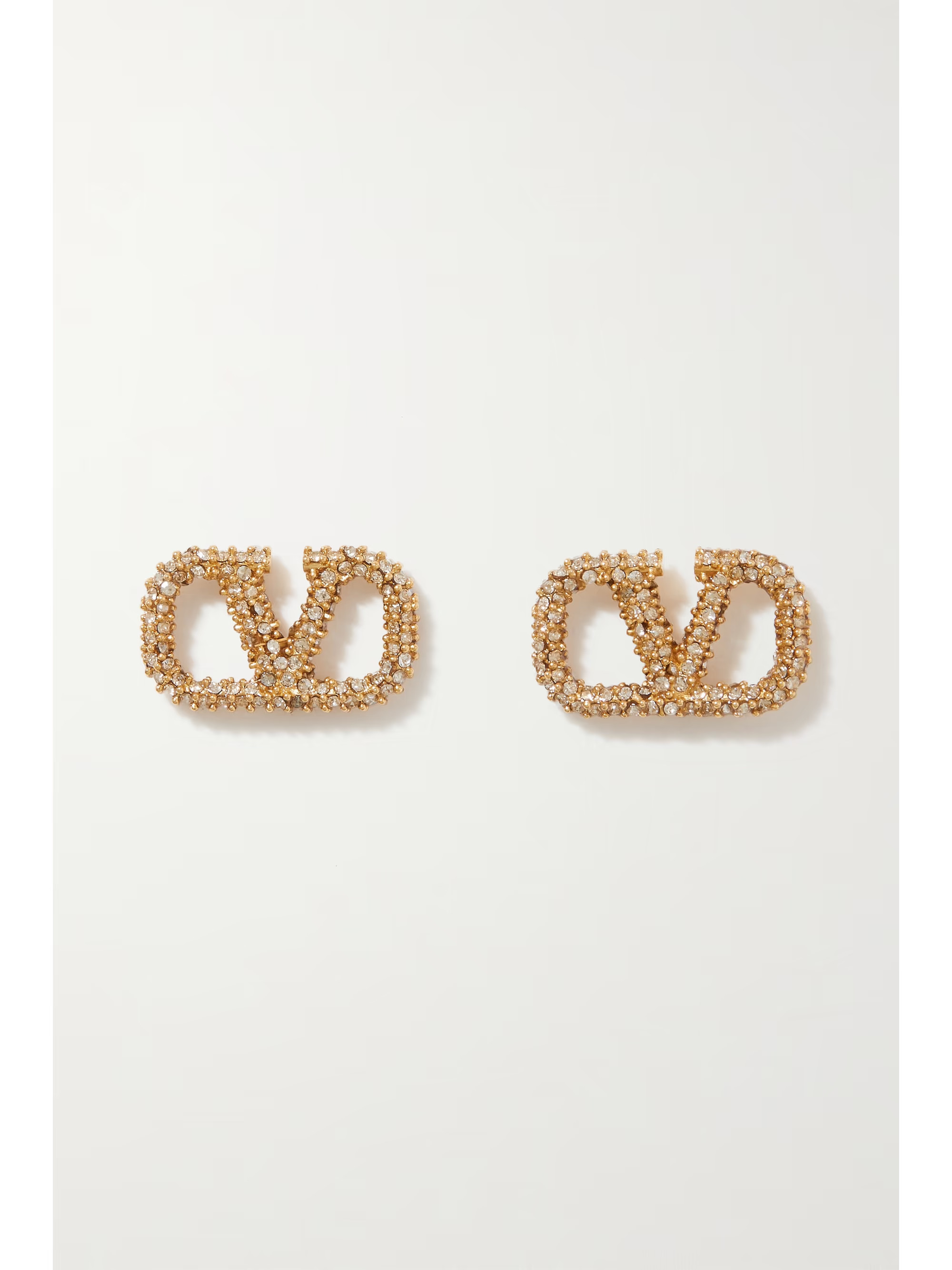 Valentino Garavani gold-tone crystal earrings | NET-A-PORTER (US)