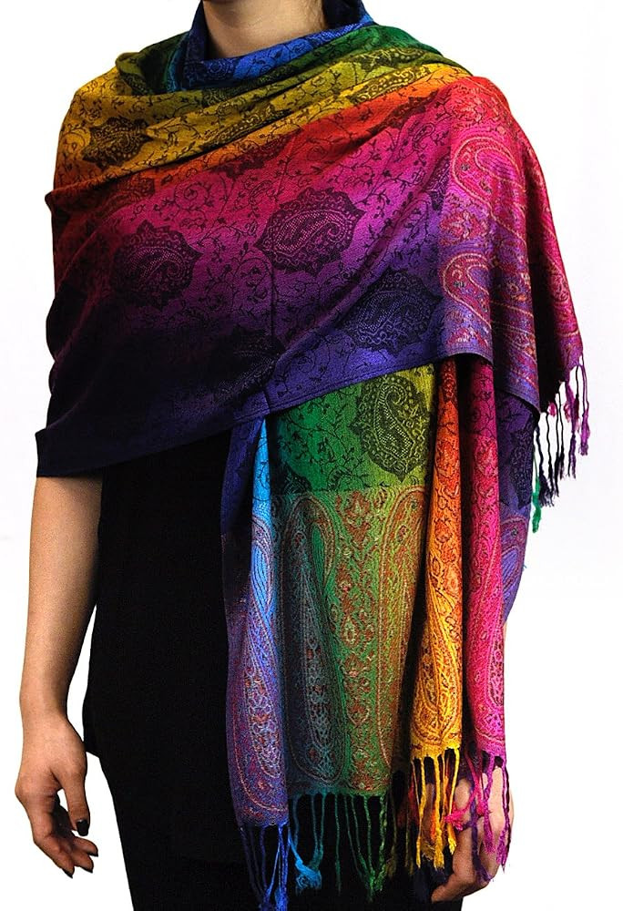 Elegant Colorful Paisley Soft Pashmina Scarf Shawl Wrap NBH1401Y | Amazon (US)