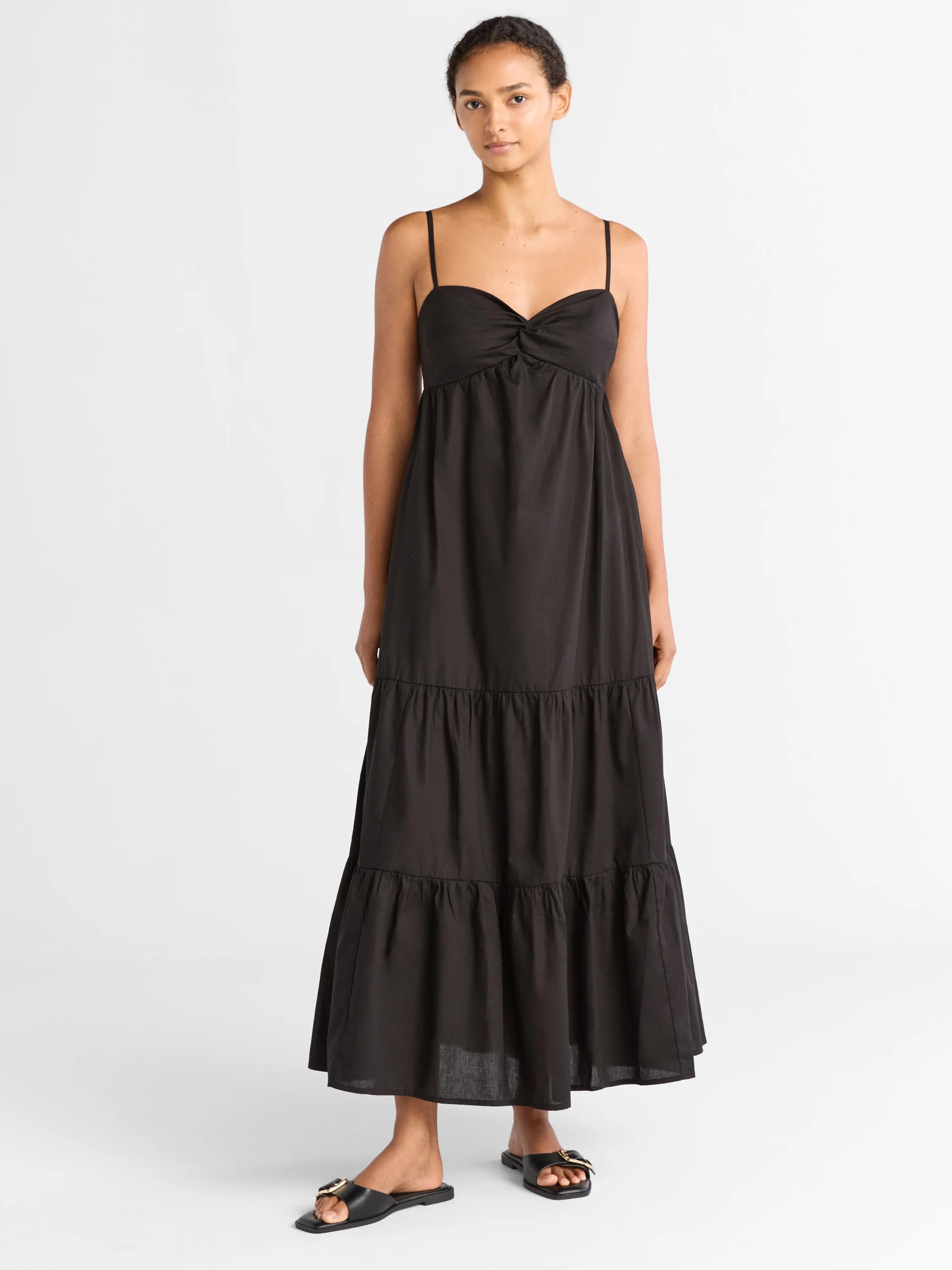 Free Assembly Women's Twist Front Cotton Maxi Dress, Sizes XS-XXXL | Walmart (US)