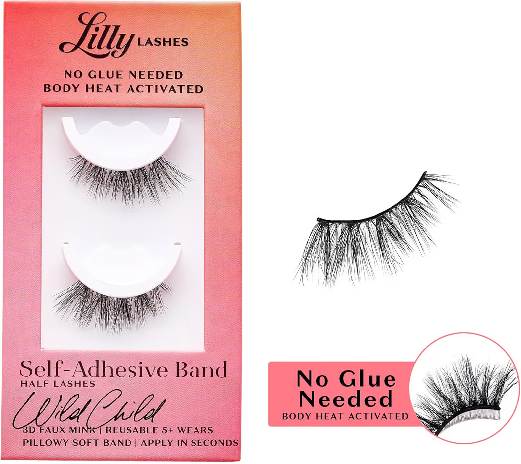 Lilly Lashes Self Adhesive Eyelashes (Half Lashes), No Lash Glue Needed, Body Heat Activated Pres... | Amazon (US)