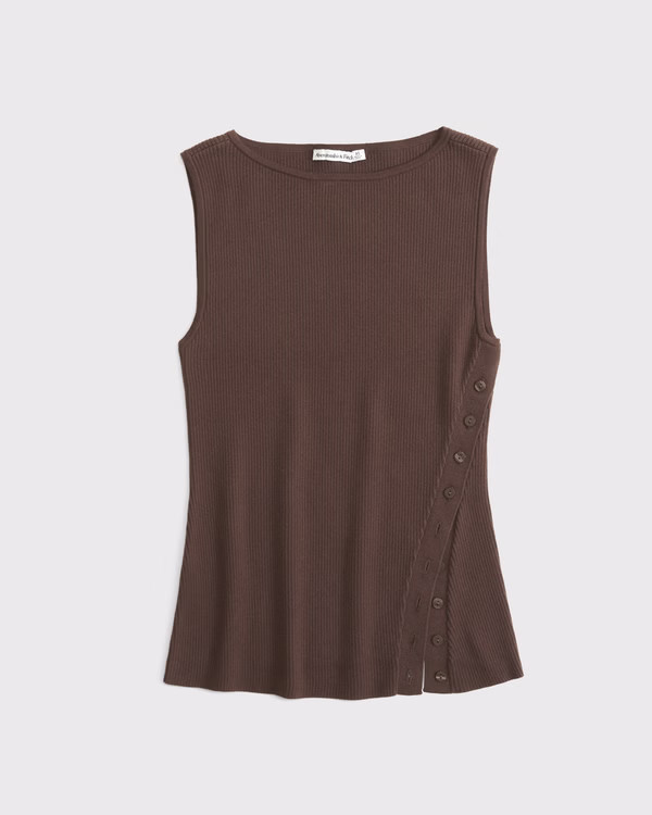 Women's Asymmetrical Button Sweater Tank | Women's Tops | Abercrombie.com | Abercrombie & Fitch (US)