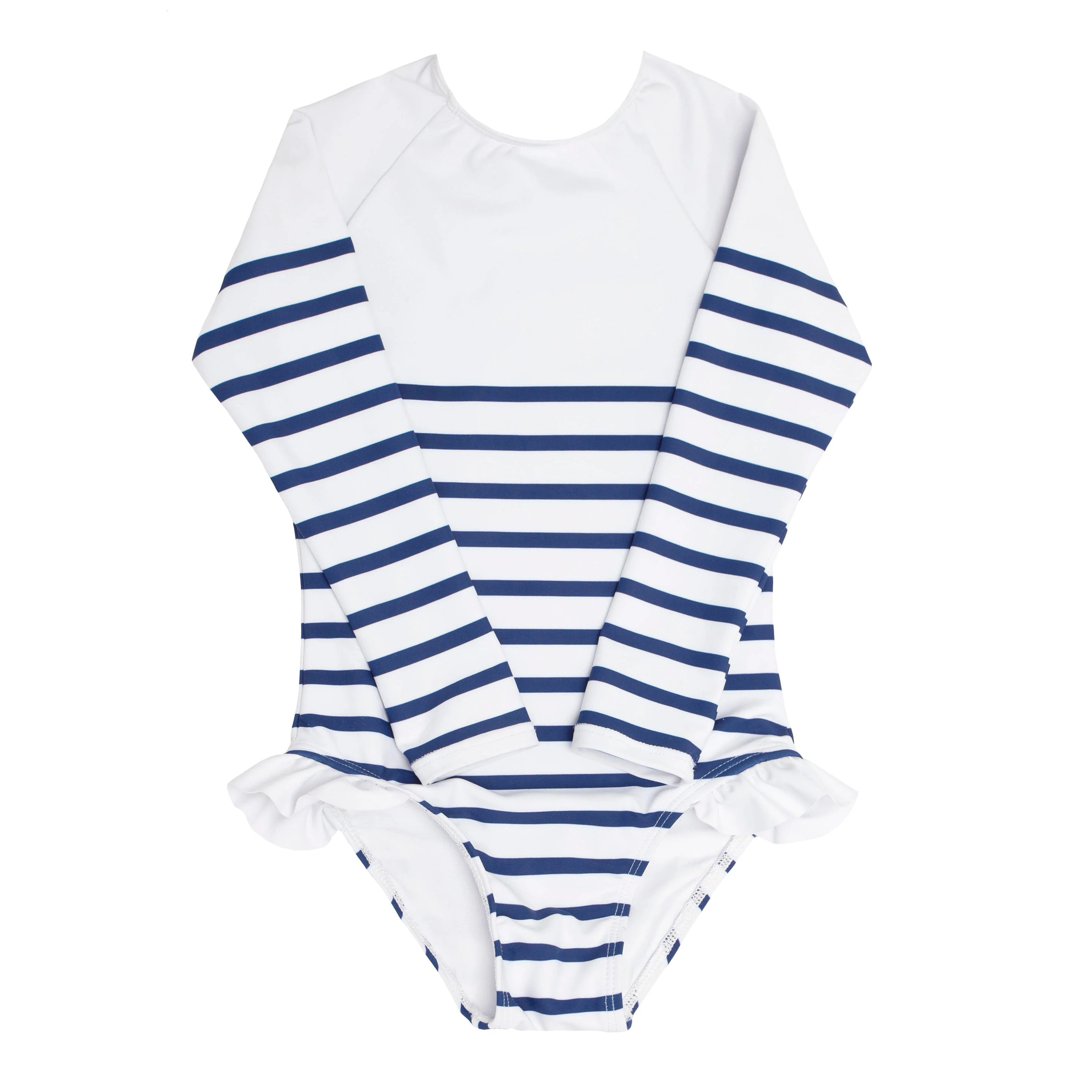 girls breton stripe rashguard one piece | minnow