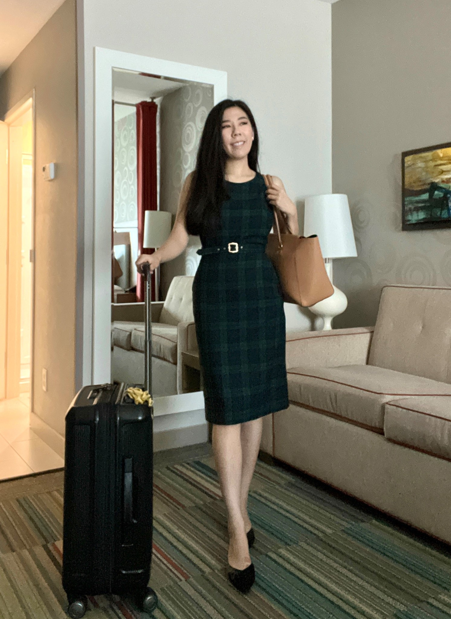 Nothing screams Fall more than a plaid print. During my latest work trip, I wore this green and blue plaid sleeveless pencil dress. It was still humid in Texas so the sleeveless portion of this wool dress was a lifesaver! 

#corporatestyle #9to5style #workwear #plaiddress

#LTKPetite #LTKWorkwear #LTKItBag