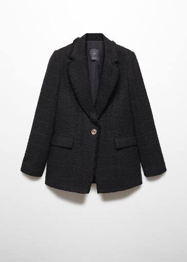 Tweed blazer with jewel button -  Women | Mango USA | MANGO (US)
