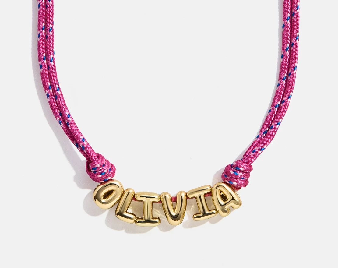 Bubble Letter Custom Paracord Necklace - Hot Pink | BaubleBar