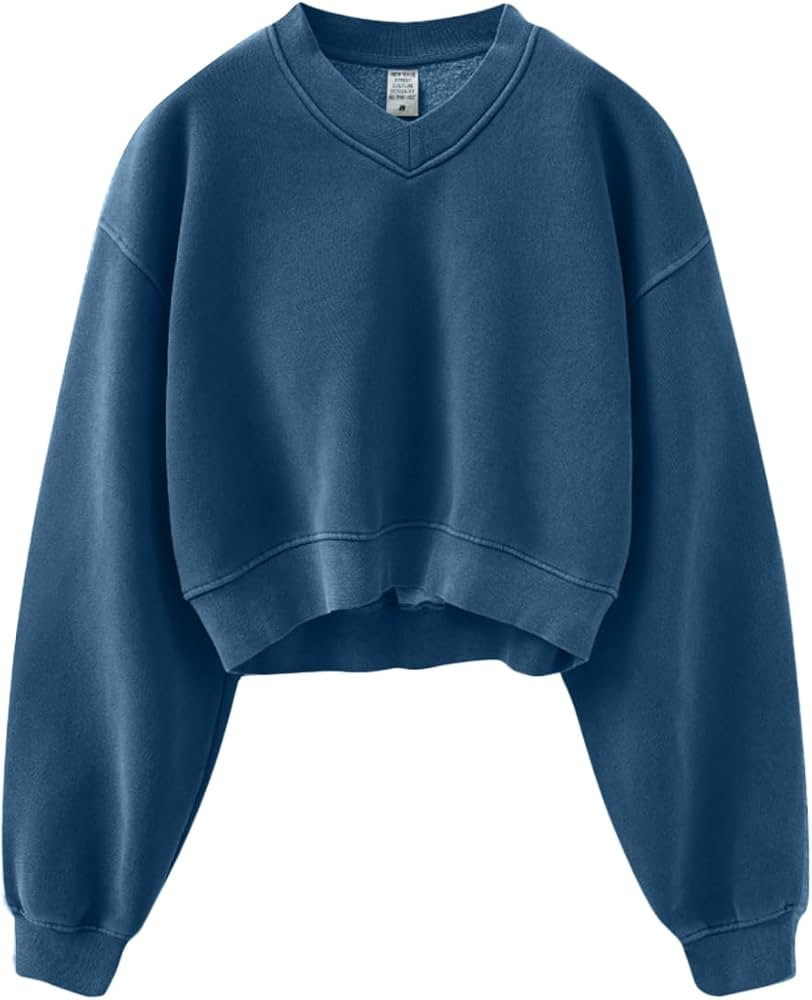Hatant Sweatshirt for Women Acid Wash Athletic Hoodie Heritage Fleece V-neck Long Sleeve Hoodie F... | Amazon (US)