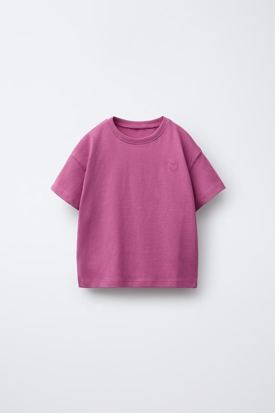 BASIC EMBROIDERED HEART T-SHIRT | Zara US
