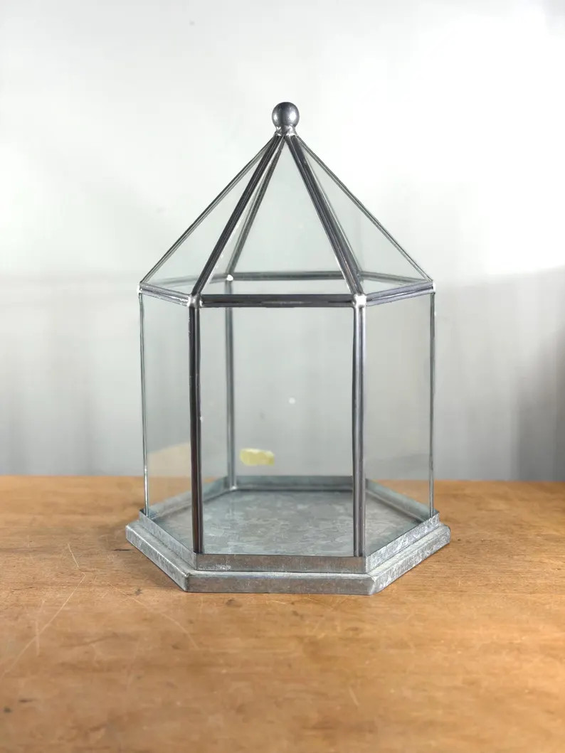 Vintage Greenhouse Glass Terrarium With Aluminum Base Stand - Etsy | Etsy (Global)