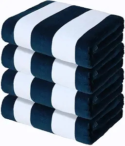 Exclusivo Mezcla 4 Pack Cotton Oversized 35x70 Inches Soft Cabana Stripe Thick Beach Towel, Super... | Amazon (US)