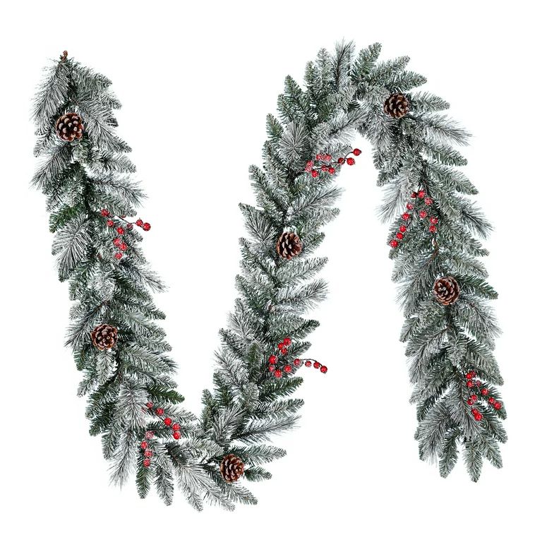 Holiday Time Non-Lit Bethany Snowflake Flocked Artificial Garland, 9' - Walmart.com | Walmart (US)