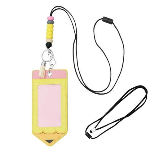 Ymcafmo 2 Pcs Cute Teacher Lanyards with ID Holder - Beaded Lanyards for ID Badges, Badge Holder, Lanyard Breakaway, ID Badge Holder Cute, Lanyard Teacher for Teachers（Yellow） | Amazon (US)