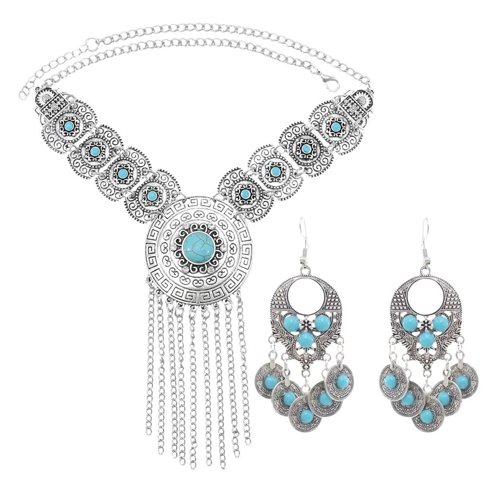 Bohemian Gypsy Vintage Coin Red Bride Wedding Drop Earrings Choker Necklace Set For Women Afghan ... | Amazon (US)