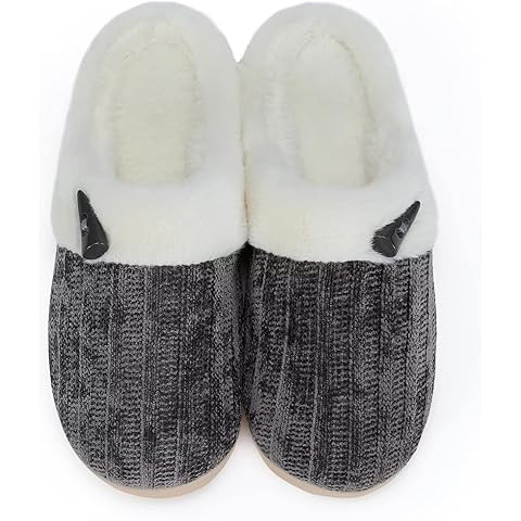 NineCiFun Women's Slip on Fuzzy House Slippers Memory Foam Slippers Scuff Outdoor Indoor Warm Plu... | Amazon (US)
