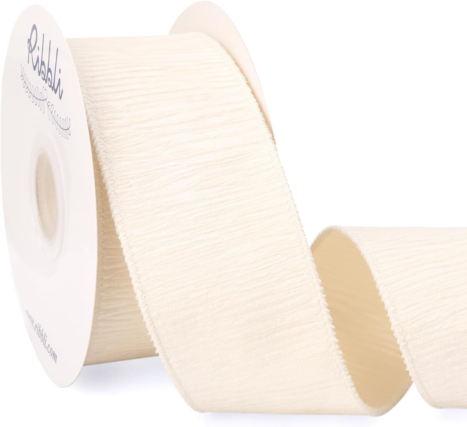 Ribbli Ivory Crinkled Velvet Wired Ribbon 2.5 Inch Cream White Velvet Christmas Ribbon for Gift W... | Amazon (US)
