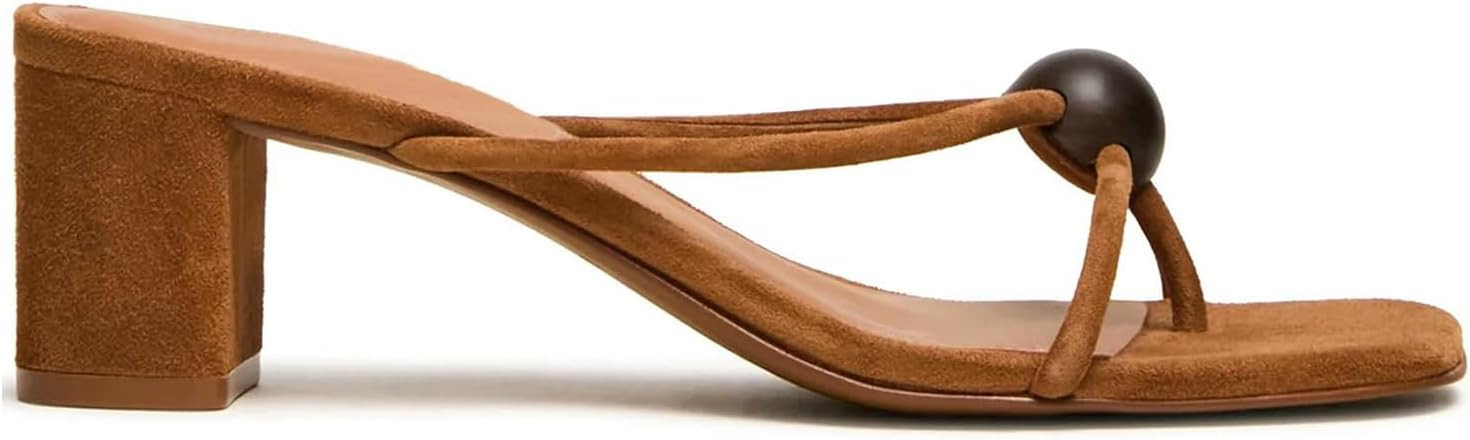 Heeled Flip Flops for Women Square Open Toe Chunky Block Heel Sandals Slip on Casual Comfortable ... | Amazon (US)