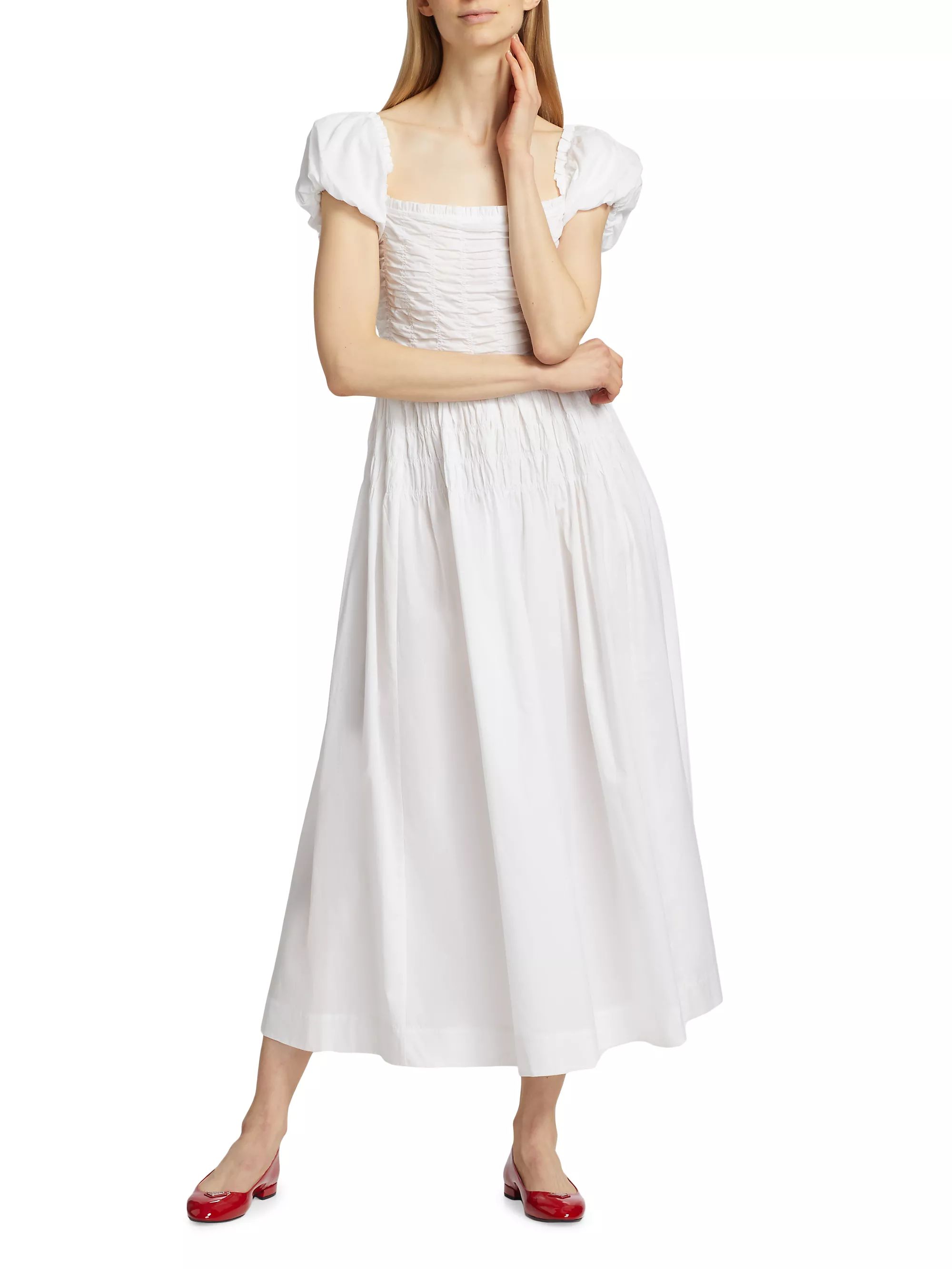 DÔENKatherina Smocked Cotton Midi-Dress | Saks Fifth Avenue