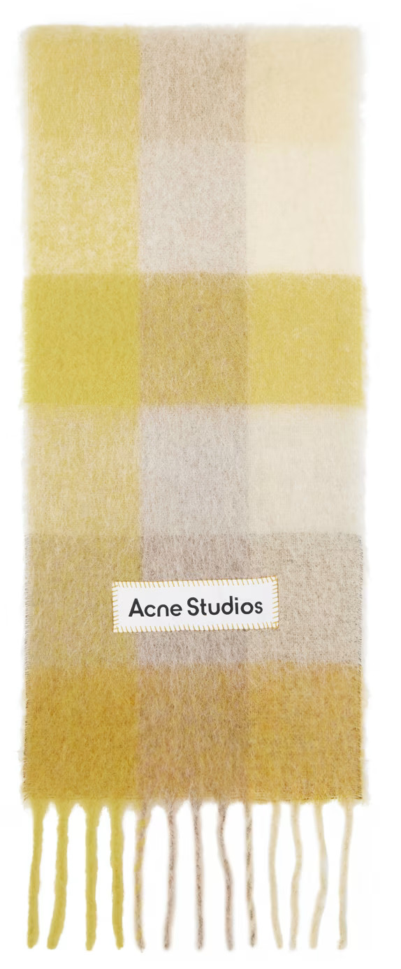 Yellow Mohair Checked Scarf | SSENSE